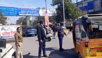 अहिंसा चौक विजय नगर मार्ग हेलमेट सीट बेल्ट अनिवार्य