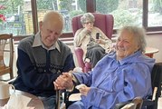 Tearful moment great-grandad, 92, is reunited with wife of 69 years after three months apart