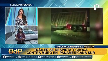 Accidente en SJM: tráiler se despista y choca contra muro en la Panamericana Sur