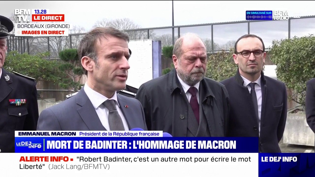 "La nation a perdu un grand homme (...), un hommage national lui sera rendu": Emmanuel Macron rend hommage à Robert Badinter