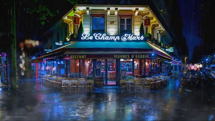 Parisien cafe under gentle rain ✨