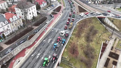 KRAKOW PROTEST ROLNIKOW TRAKTORY W MIESCIE