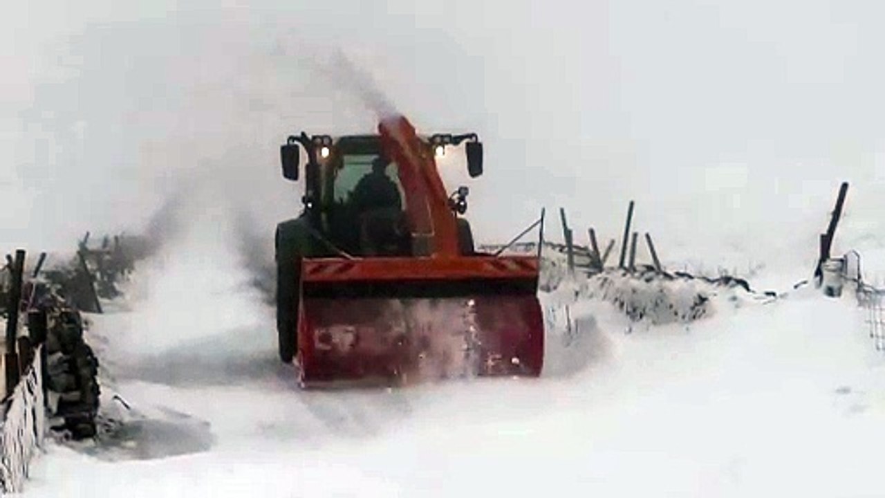 Snow in Yorkshire: All Creatures Great and Small village Askrigg covered in snow as snow blower used - credit Bez Beresford