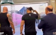 The Rock & Roman reigns leaving backstage after Wrestlemania 40 press event kickoff went off air