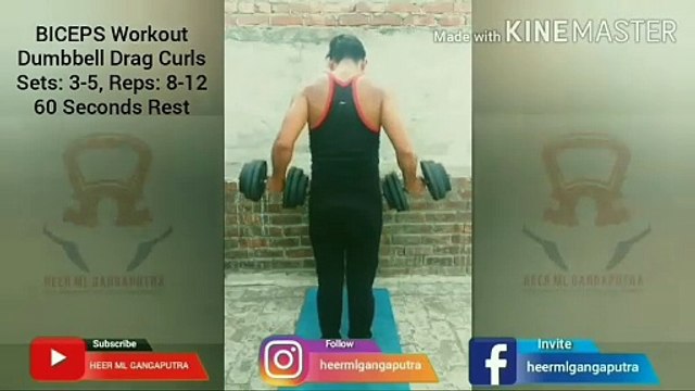 ❌ DUMBBELL DRAG CURLS ✔️ Best BICEPS Exercise #heermlgangaputra #naturalbodybuilding
