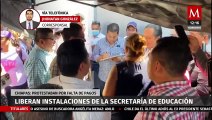 Trabajadores educativos en Chiapas liberan instalaciones de la Secretaría de Educación