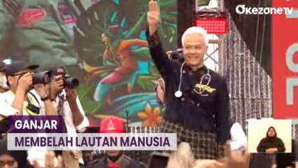 Momen Ganjar Membelah Lautan Manusia di Lapangan Benteng Vastenburg Solo