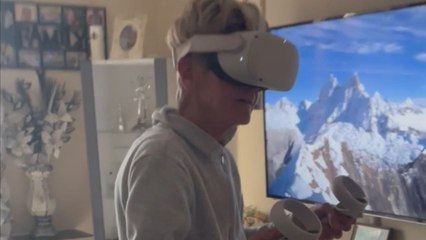 Grandma becomes a VR warrior and punches the dog