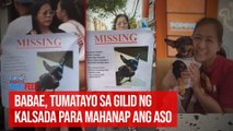 Babae, tumatayo sa gilid ng kalsada para mahanap ang aso | GMA Integrated Newsfeed