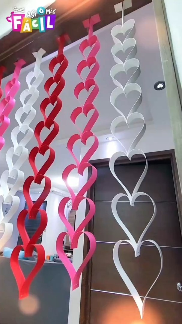 Lot 4 Guirlandes Cœur Papier 4 M – Décoration Mariage, Saint-Valentin, Anniversaire – 16 M Au Total