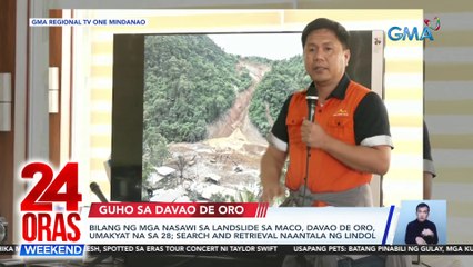 Bilang ng mga nasawi sa landslide sa Maco, Davao de Oro, umakyat na sa 28; search and retrieval naantala ng lindol | 24 Oras Weekend