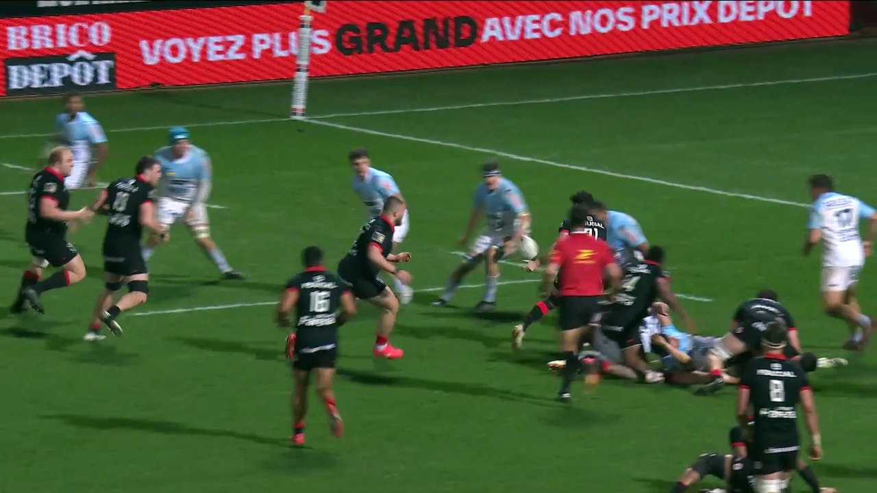 TOP 14 - Essai de Pierre-Louis BARASSI (ST) - Stade Toulousain - Aviron Bayonnais