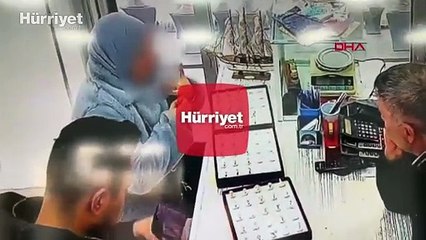 Kuyumcuda 7 bin TL’lik yüzük hırsızlığı kamerada