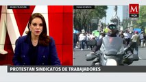 Sindicatos de trabajadores realizan marcha en Paseo de la Reforma; demandan jornada de 40 horas