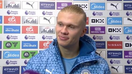 Manchester City’s Erling Haaland speaks about scoring his first double against Everton since foot injury