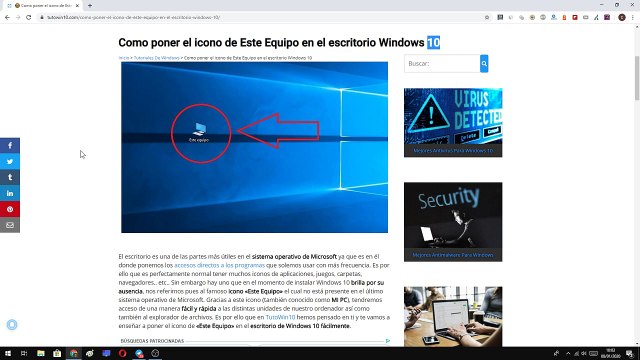 Como PONER el ICONO de _ESTE EQUIPO_ en el ESCRITORIO WINDOWS 10
