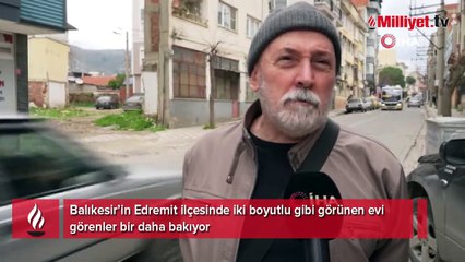 İki boyutlu gibi görünen ev dikkatleri çekiyor