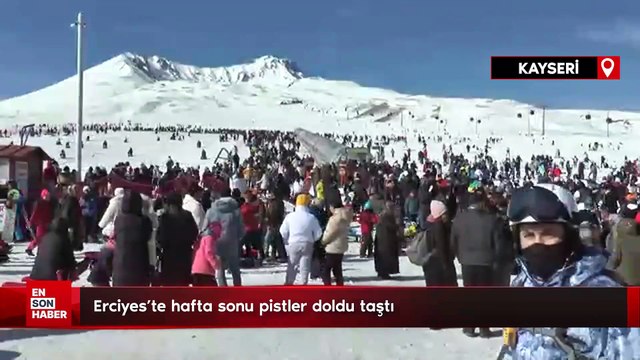 Erciyes kayak severler ile doldu taştı