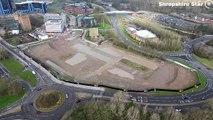 Aerial footage over the new Station Quarter development, Telford.