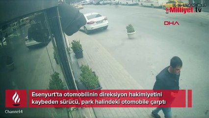 Kaldırımda yürüyen yaya son anda kurtuldu