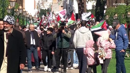 شاهد: مظاهرات حاشدة في الرباط تنديداً باستمرارالحرب على غزة