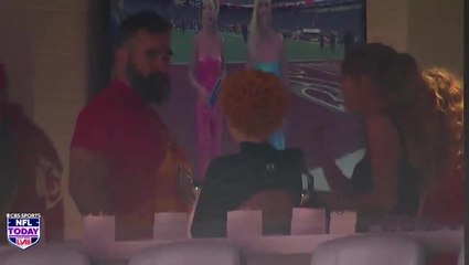 Taylor Swift introduces Jason Kelce to Ice Spice in Super Bowl suite