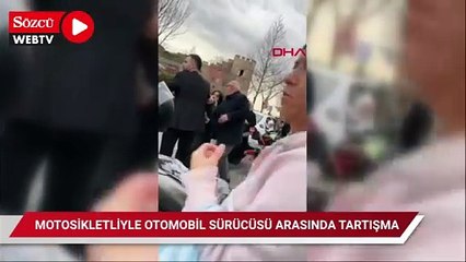 Download Video: Fatih'te motosikletliyle otomobil sürücüsü arasında tartışma kamerada