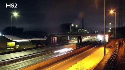 Timelapse shows M42 bridge demolition by HS2 contractors in Solihull