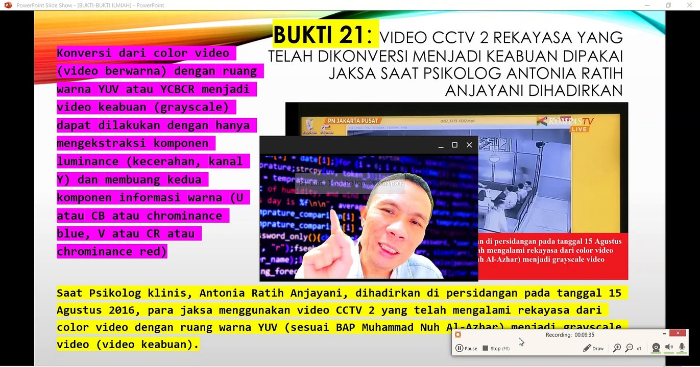 BUKTI 21: JAKSA ARDITO MUWARDI GUNAKAN VIDEO CCTV 2 REKAYASA SAAT ANTONIA RATIH ANJAYANI DIHADIRKAN