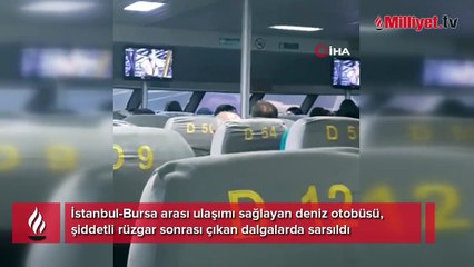 Deniz otobüsünde korku dolu anlar kamerada