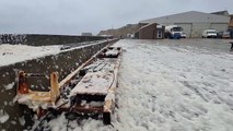 Sea foam like snow floating by Wick harbour on Saturday, February 10, 2024