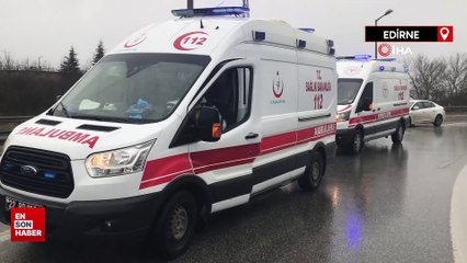 Edirne'de ters yöne giren tırla beton mikseri kafa kafaya çarpıştı