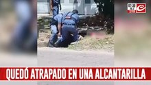 Robó, quiso fugarse y quedó atrapado en una alcantarilla