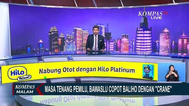 Masa Tenang Pemilu, Bawaslu Kota Serang Copot Baliho dengan Crane