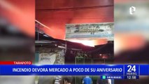 Voraz incendio consume puestos de venta en Mercado #2 de Tarapoto