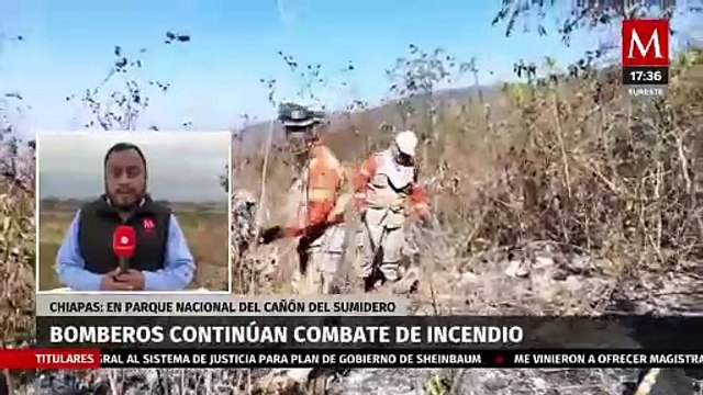 Continúan los trabajos para sofocar el incendio en el Cañón del Sumidero, Chiapas