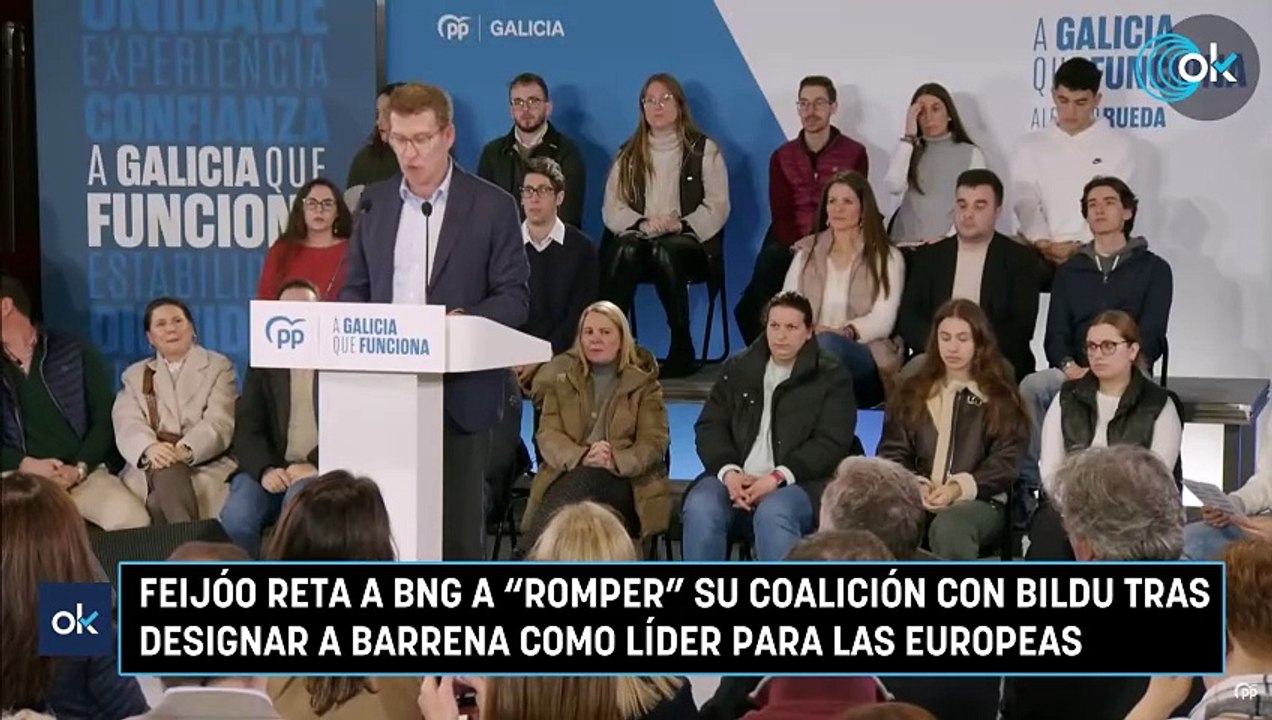 Feijóo reta a BNG a "romper" su coalición con Bildu tras designar a Barrena como líder para las europeas