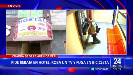 ¡Insólito! pide rebaja en hotel, roba un Televisor y fuga en bicicleta en SMP