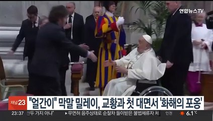 "얼간이" 막말 밀레이, 교황과 첫 대면서 '화해의 포옹'
