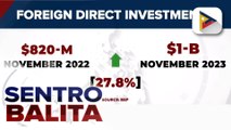 BSP: Pinakamataas na Foreign Direct Investments ng bansa matapos ang halos dalawang taon, naitala nitong Nobyembre