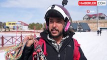 Ergan Dağı'nda yamaç paraşütlü kayak keyfi