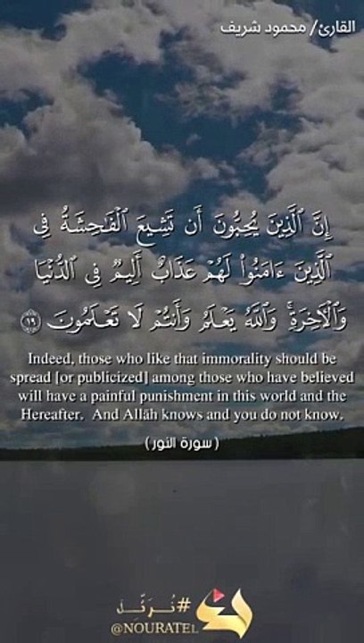 إِنَّ الَّذِينَ يُحِبُّونَ أَن تَشِيعَ الْفَاحِشَةُ فِي الَّذِينَ آمَنُوا | القارئ محمود شريف