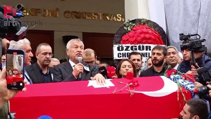 Zeydan Karalar belediye önünde gerçekleştirilen Samet Güdük'ün cenaze töreninde konuştu