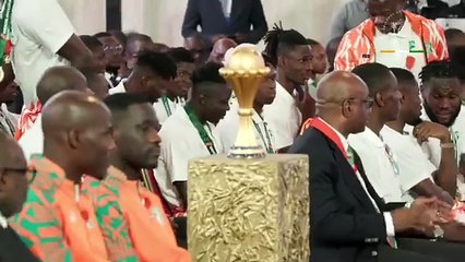 Cérémonie officielle de réception des Éléphants au palais de la présidence de la République, ce mardi 13 février 2024