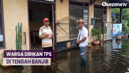 Antusias Ikuti Pemilu, Warga Perumahan di Sidoarjo Dirikan TPS di Tengah Banjir