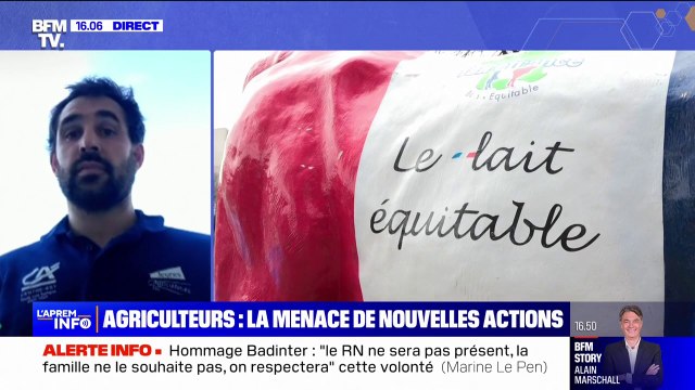 Kevin Meninelli, producteur de lait et membre des Jeunes Agriculteurs : D'ici la fin de la semaine, si on n'a pas ce qu'on veut, les mobilisations reprendront