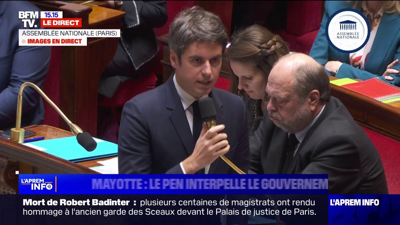 Mayotte: "Sur la crise migratoire, nous agissons sans trembler" estime Gabriel Attal en réponse à une question de Marine Le Pen à l'Assemblée nationale