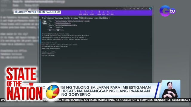 CICC, humingi ng tulong sa japan para imbestigahan ang bomb threats na natanggap ng ilang paaralan at ahensya ng gobyerno | SONA