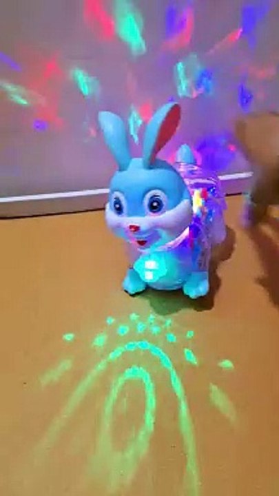 Musical Transparent Gear Rabbit Toy, 360 Degree Rotating Funny Bunny Toys with Flashing Light & Sound
