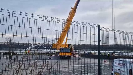 Progress on £2m Pennyburn bridge advancing with span being assembled at Fort George